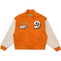 Хип-хоп варьистость куртка мужская буква вышивка цветной блок колледжа женщин хараджуку улица бейсбольные пальто унисекс оранжевый