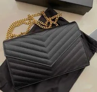 2021 Envelope Wallets Glossy Embossed Vernis Patent Shiny Leather Chain Bag Removable Card Holder Zipper Pockets 3 in One Multiple Pouch
