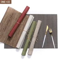 4 peças 30 x 45 cm moda pvc guardanapo insulation pad mão-tecido padrão de bambu não-deslizamento refeição fácil de limpar a mesa de mesa sh190925