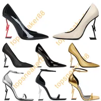 Paris Women Kleiderschuhe hohe Luxurys Designer Schuh 10 cm Abs￤tze Schwarz golden Gold Hochzeitsboden