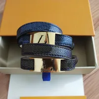 Top Bracelet de luxe de luxe Bracelet à double boucle PU Brocette Unisexe Titanium Steel Letter Bracelets Fashion Bijoux