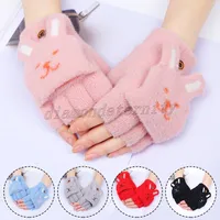 Encantadores guantes de flip sin dedos esponjosos encantadores mujeres suave y cómodas lanas de punto de punto de punto táctil de manzanas expuestas guantes