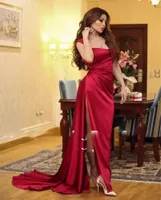 2022 Ny Princess Evening Dresses Red Prom Klänning Strapless Ärmlös 3D Blommor High Split Tulle A-Line Black Girl Party Gowns Plus Storlek