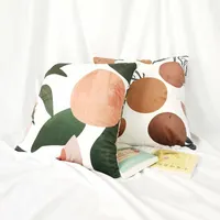 Pillow Case Nordic Peach Series Cushion Cover Orange Tryckt mönster Soft Velvet Ins Style Sofa Kasta Heminredning