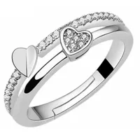 Nehzy 925 Sterling Silber Neue Frau Zirkonia Silber Ring Öffnen des verstellbaren Rings Asymmetrische herzförmige Schmuck 513 B3