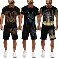 Dresy męskie 2021 Moda Digital Print Koszulka z krótkim rękawem Set Beach Pharaoh Shorts Dziecko T dwuczęściowy