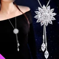 Anhänger Halsketten Schöne Kristall Schneeflocke Halskette Damen Mädchen Schmuck Mode Classic Geschenk 2 Farben Sommer 2021