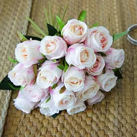 Decorative Flowers & Wreaths 18pcs lots Rose Bouquet Artificial Silk Flower For Home Party Decoration Wedding Fall Decor Fake