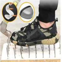 2019 Work Shoes For Men And Women Steel Toe Cap Work Safety Shoes Camouflage Fashion Gym Trainer Sneakers x0IT#