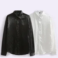 2022 novo estilo casual camisas casuais qiwn outono camisa moda três cores de mangas compridas homens vestido de alta qualidade de alta qualidade Luxo camisas laterais M-3XL # A08