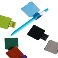 Colorido auto-adesivo PU couro caneta clipes lápis elástico lápis para cadernos, periódicos, pranchetas DH8576