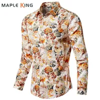 Men's Casual Shirts Camisa Flores Hombre For Men Dress 2022 Designer Vintage Clothes Mens Long Sleeve Floral Print Social Formal Shirt