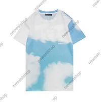 2021 Cópia da letra dos homens de Europa Camisetas Céu azul da cor sólida das mulheres de luxo Imprimir camisetas T-shirt do desenhista de Casaul
