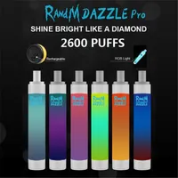 Original Randm Dazzle Pro Disposable Pod Enhet Cigarettes Kit 1100mAh Batteri 2600 Puffs 6ml Patron Vape Pen med LED RGB Light