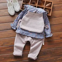 Baby Flora Suits Fashion 2021 Primavera Autunno Abbigliamento Infantile Bambini nuovi Borns Camicia carina + Vest + Pantaloni 3 pezzi Set per ragazze 0-3years