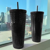 Durian Cup Diamond Radiant Goddess Straw Cup Coffee Cup Summer Holiday Cold Tumbler Black Home Dining Bar Product CG001