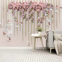 Bakgrundsbilder po tapeter 3d präglad blomma fjäril blomma väggmålningar vardagsrum sovrum hem inredning romantisk bakgrund vägg fresco