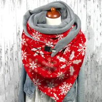 Scarves 40# For Women Flower Printing Winter Neck Warmer Shawls Button Soft Wrap Warm Casual Bufanda Para Mujer