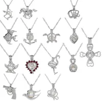 2021 moda prata pérola gaiola pingente colar de medalhão com tubarão sereia cavalo marinho rosa pérolas pingente de ostra charme fino jóias para mulheres