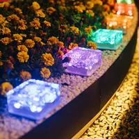 Zonne lampen Licht IP65 Waterdicht Clear Glass Ice Rock Brick Warm White Blue LED Outdoor Lamp Tuin Decor in openlucht