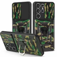 2 in 1 Camouflage Objektiv Gleitfenster Telefon Hüllen für iPhone 13 12 11 PRO MAX XS XR XSMAX 7 8 PLUS SAMSUNG S22 A03 A53 A13 A33 A12 A52 A72 Fahrzeughalterung Anti Fall Caset