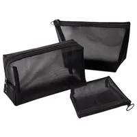 Black Women Men Necessary Cosmetic Bag Transparent Travel Organizer Fashion Small Large Toiletry Bags Makeup Pouch & Cases