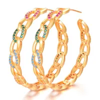 Luxus-Link-Kette Cubic Zirkon Statement Große Reifen Ohrringe für Frauen Hochzeit Dubai Braut Runder Kreis 2021 Huggie