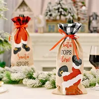 Noel Şampanya Şarap Şişesi Kapak Noel Baba Hediye Çanta Noel Yeni Yıl Dekorasyon Yemek Masası Süsler 4765 Q2