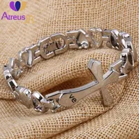 Charmarmbanden atreus paas geschenk sieraden Jezus kruisarmband voor mannen hart zilveren kleur keten christelijke accessoires minnaar