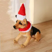 Decorações de Natal Pet Accessories 2021 Cachorrinho Cachorro Caçoso Santa Hat Bell Collar Set