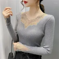 Autumn Products Slim Elastic Knitwear Embroidered Lace Sweater 42-6260 (Zhongfang Small Room 5)ff Women&#039;s Sweaters