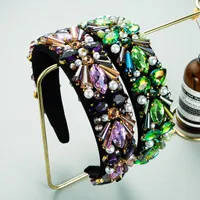 2021 Bandeau de cristal multim couleur baroque pour femme élégante fabriquée à la main imitation perle perlée de poignée poilante fille fête