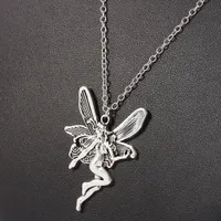 Ancient Punk Statement Angel Fairy Wings Pendant Necklace for Women Chains Choker Jewelry Goth Gothic Vintage Accessories