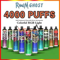 Оригинальный RANDM Ghost 4000 Puffs Одноразовый Vape Pen E Cigarette со светодиодным светом 1000 мАч аккумуляторная батарея 8 мл набор испарителя POD