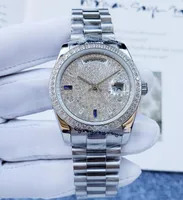 2021 Diamonds Sapphire Mirror Automatic Mechanical Watches 듀얼 캘린더 스테인리스 스틸 팔찌를위한 새로운 여성 시계 40mm 다이얼