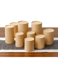 10 pçs / lote Kraft papel tubo redondo Cilindro Cilindro Café Caixa De Café Biodegradável Embalagem Para Desenhar / T Shirt / Incenso Gift Wrap