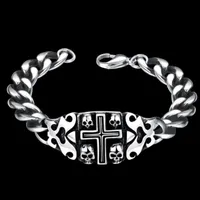 Bangle mode punk cool högkvalitativ metall manlig gotisk skalle kors armband gåva
