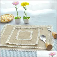 Pads Table Decoration Aessories Kitchen, Dining Bar Huis GardenCreative Jute Coaster voor Bowl Placemats Doek Art Po Decorationg Coffee CU