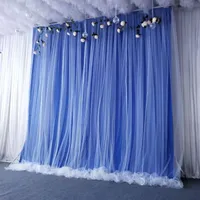 Gordijn gordijnen stoffige blauwe tule chiffon achtergrond voor bruids douche bruiloft ceremonie achtergronden gordijnen geboren baby po booth