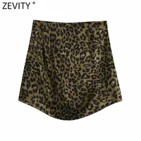 Zevity Women High Street Leopard Print Side Zipper Sexig Mini Skirt Faldas Mujer Ladies Mjuk Casual Slim Chic Vestidos Qun865 220217