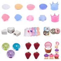 Jewelry Pouches, Bags Pendant Necklace Boxes Gift Box Pink Ribbon Storage Ring Packaging Container Beads Earring For