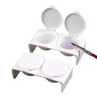 1pc doble caja líquida plato plato plástico dappen tinte cuenco con cubierta pluma lavado caviar uñas estilismo herramientas