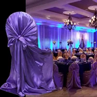 Cadeira Capas de Luxo Tabela de Cetim Capa Divisões para Casamento El Banquete Room Sólida Cor 110x140cm Gravata Nó