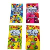 Partihandel Tom 4 Smak Lifesaver Packing Väskor Paketpaket Candy Gummies Sour 600 mg Livslängare Medicated Edibles Gummy Mylar Bag