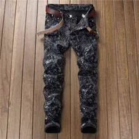 New Fashion 2021 Four Seasons Street Indossare Jeans da uomo in cotone mercerizzato Pantaloni strappati Elasticità Slim-Fit Biker Denim Pants G0104