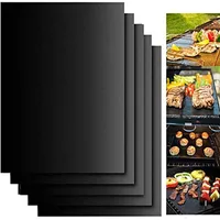 BBQ Grill Mat Draagbare Non-Stick en Herbruikbaar Maken Grillen Easy 13 * 15.75 Inch / 33 * 40cm Zwarte Oven Kookplaat Mats Barbecue Tool GGA3854 680 R2