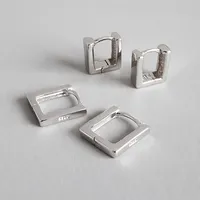 Echte 925 Sterling Silber Ohrringe für Frauen Pendientes Mujer, minimalistische einfache eckige ohrringe aretes brinco schmuck