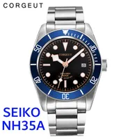 Corgeut Watch Top Brand Material a prueba de agua NH35 Reloj de pulsera mecánica automática de acero completo Calendario de zafiro de negocios Reloj masculino 210728