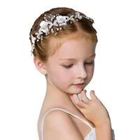 Akcesoria do włosów Tiaras Perły Korona Dzieci Dziewczyna Headdress Princess Headband Head Dance Head Decor Decor Prezent