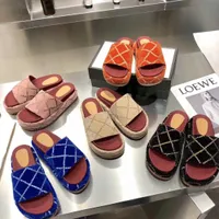 Damen Original Doppel G Slide Sandal Designer Multicolor Platform Hausschuhe Burgund Mini Druck Stoff Gummi Sohle Schuh mit Kiste